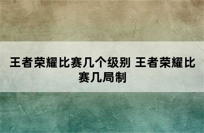 王者荣耀比赛几个级别 王者荣耀比赛几局制